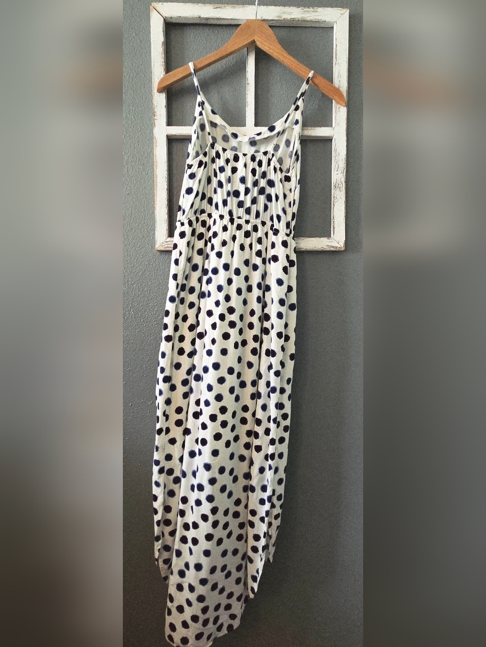 Old Navy Purple, Navy & White Ikat Polka Dot High-Low Maxi Dress - Small - Picture 6 of 9